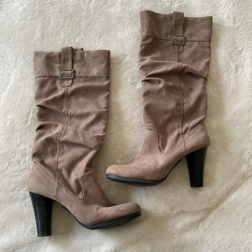 Zara suede slouchy fall heeled boots